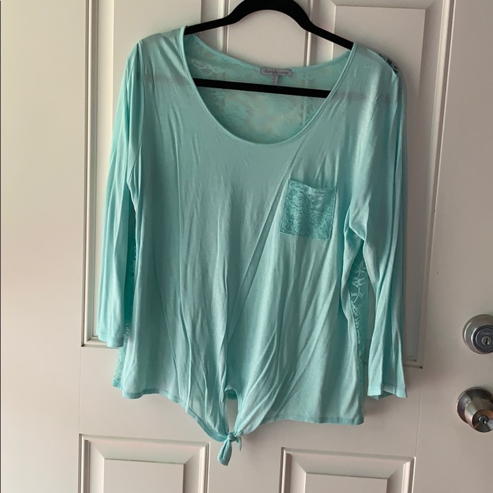 Lace back long sleeve tee with front knot!